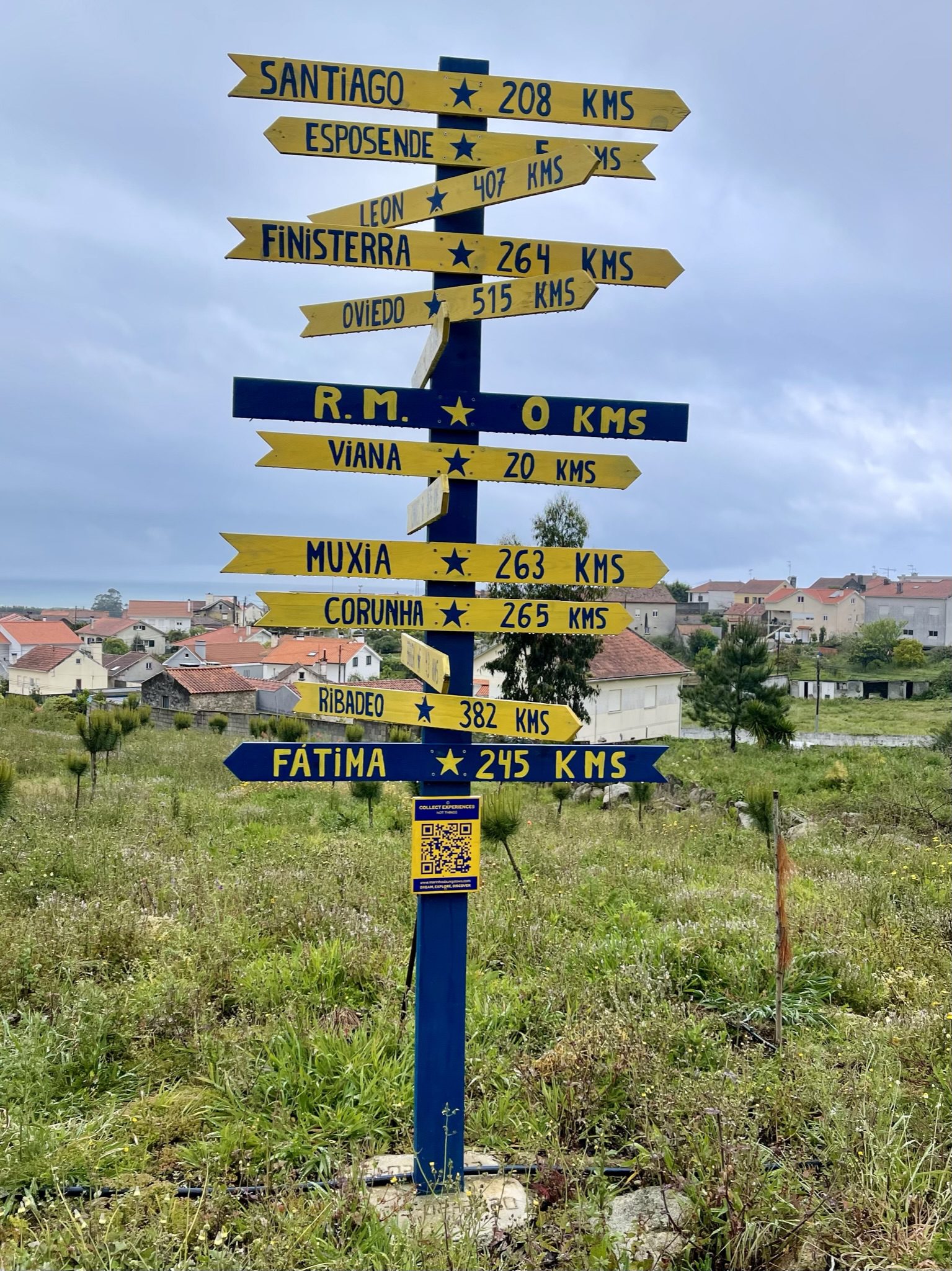 Signpost with distances to various locations.