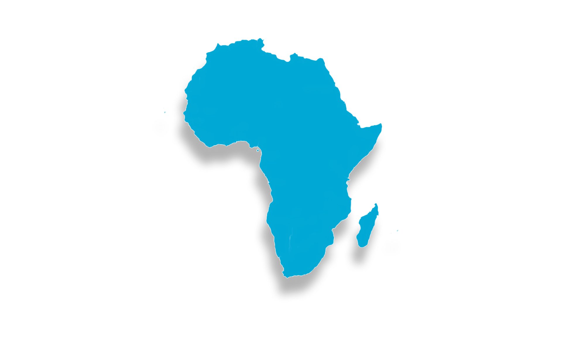 Blue silhouette map of Africa on white.