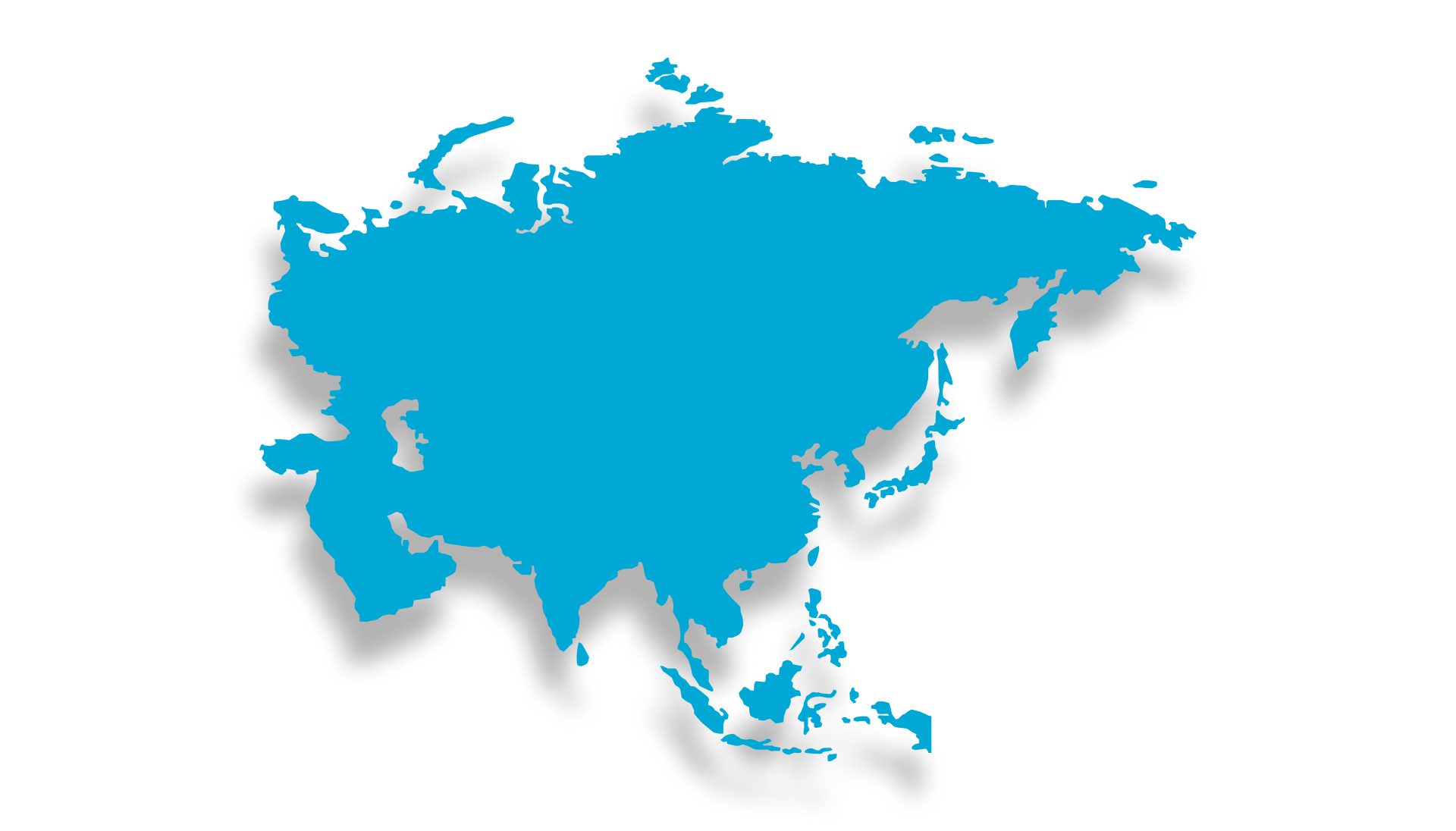 Blue map silhouette of Asia continent.