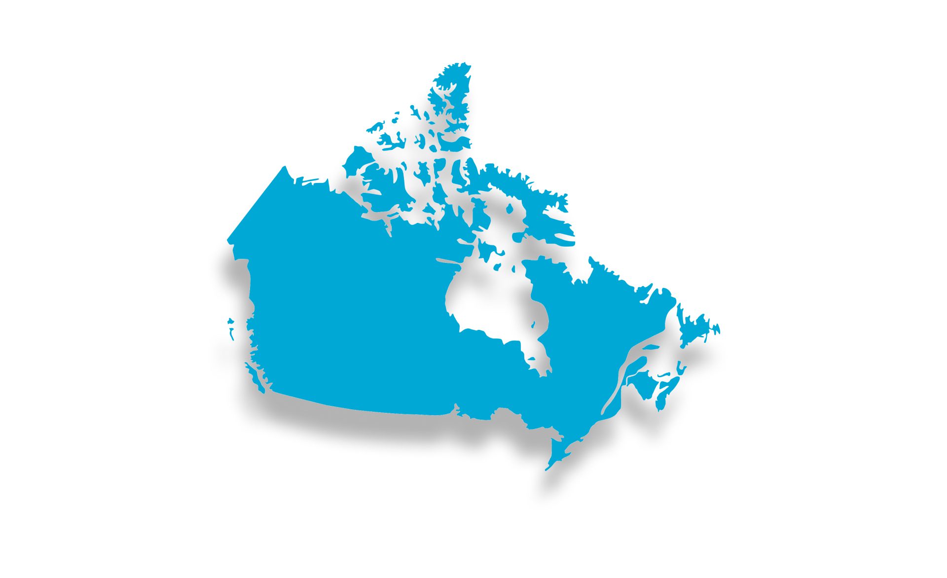 Blue silhouette map of Canada.