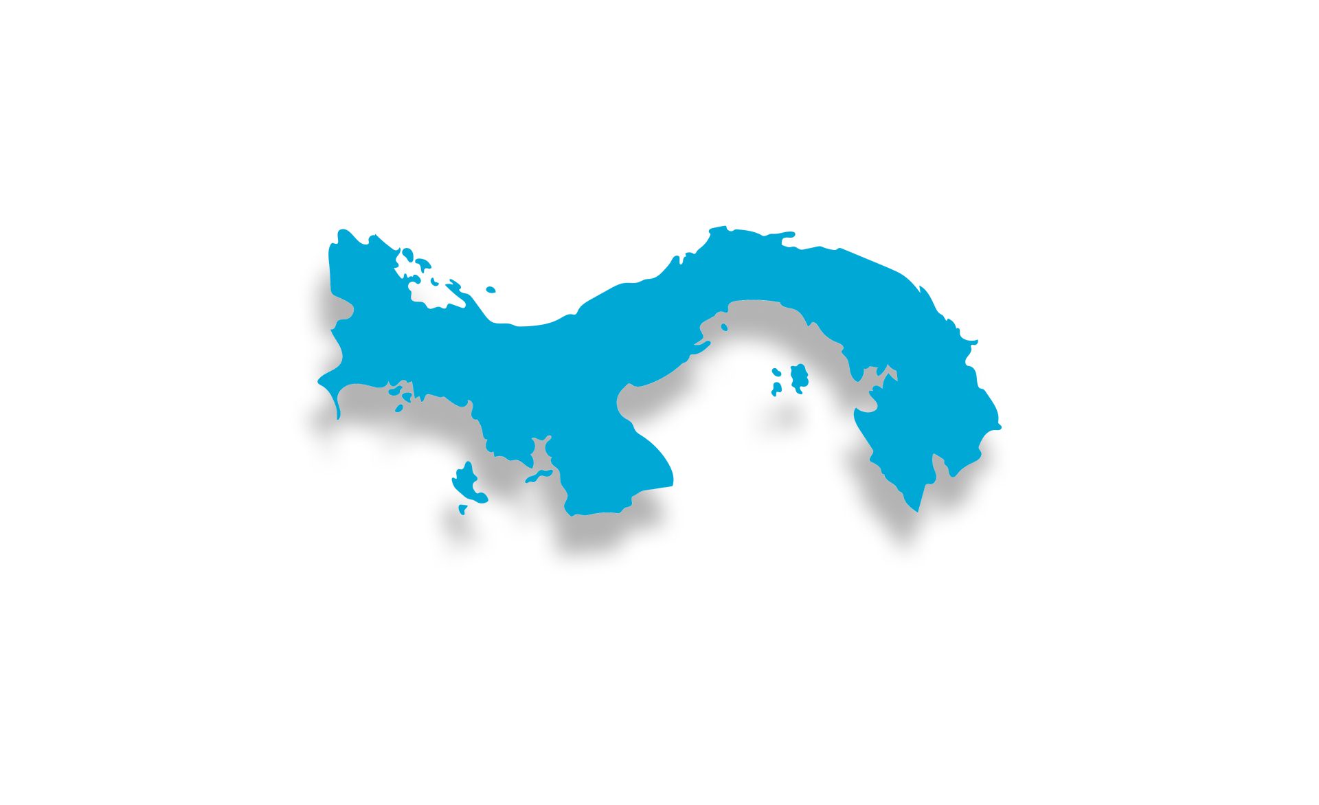 Blue silhouette map of Panama on white.