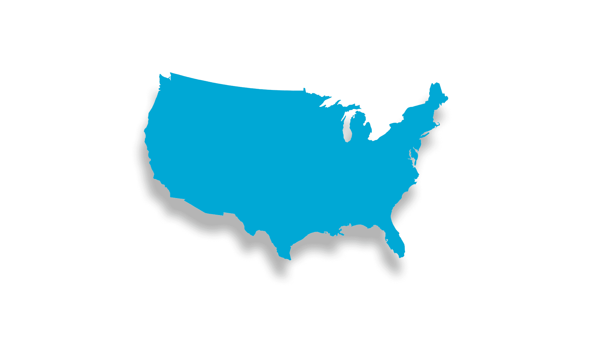 Blue silhouette of the United States map.