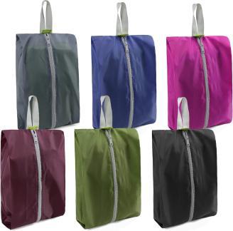 Colorful zippered bags with hanging loops.