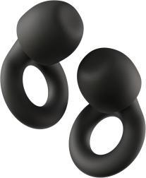 Black silicone earbud tips with loops.
